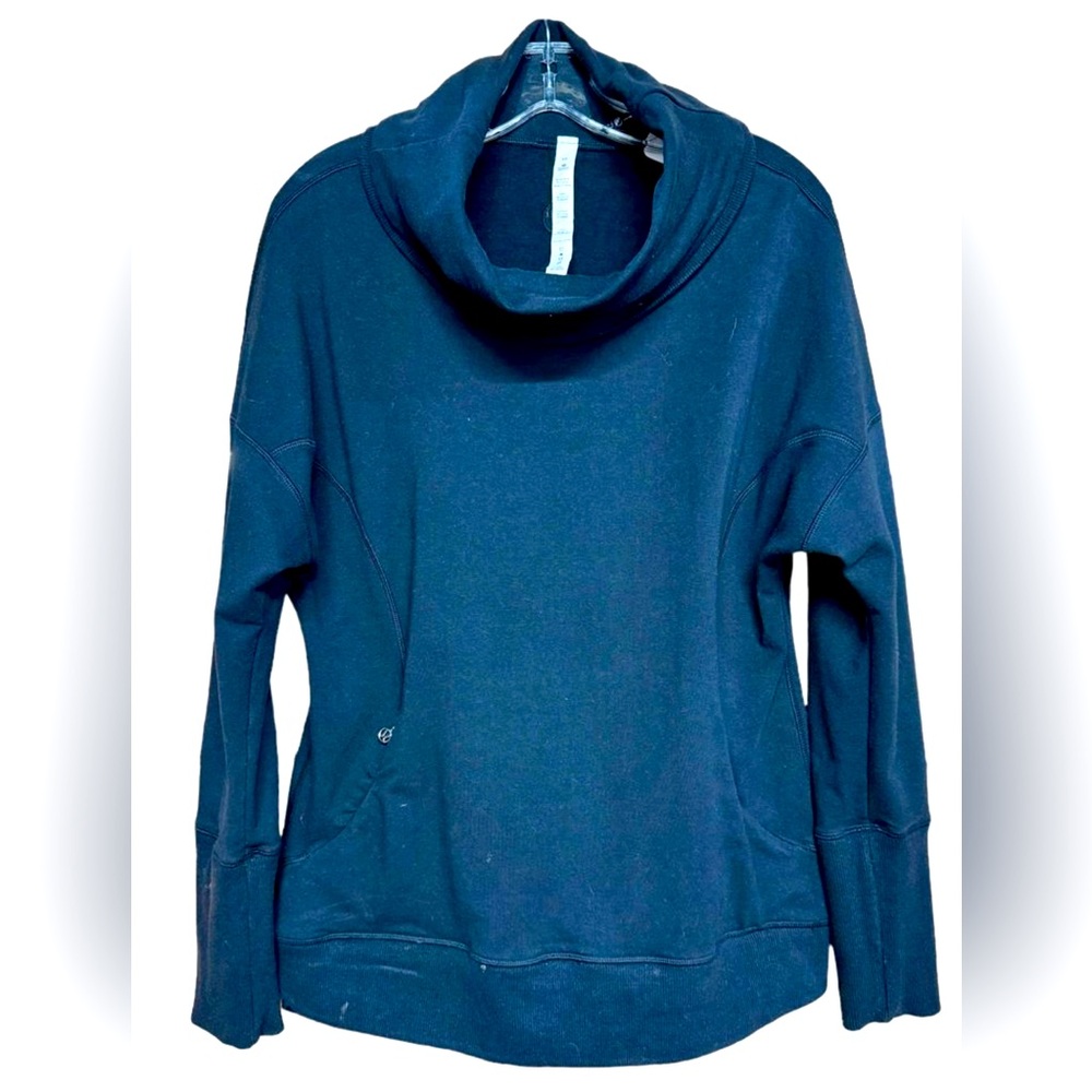 LULULEMON BLACK Cowl Neck Sweatshirt with Zip Pocket, Sz 10